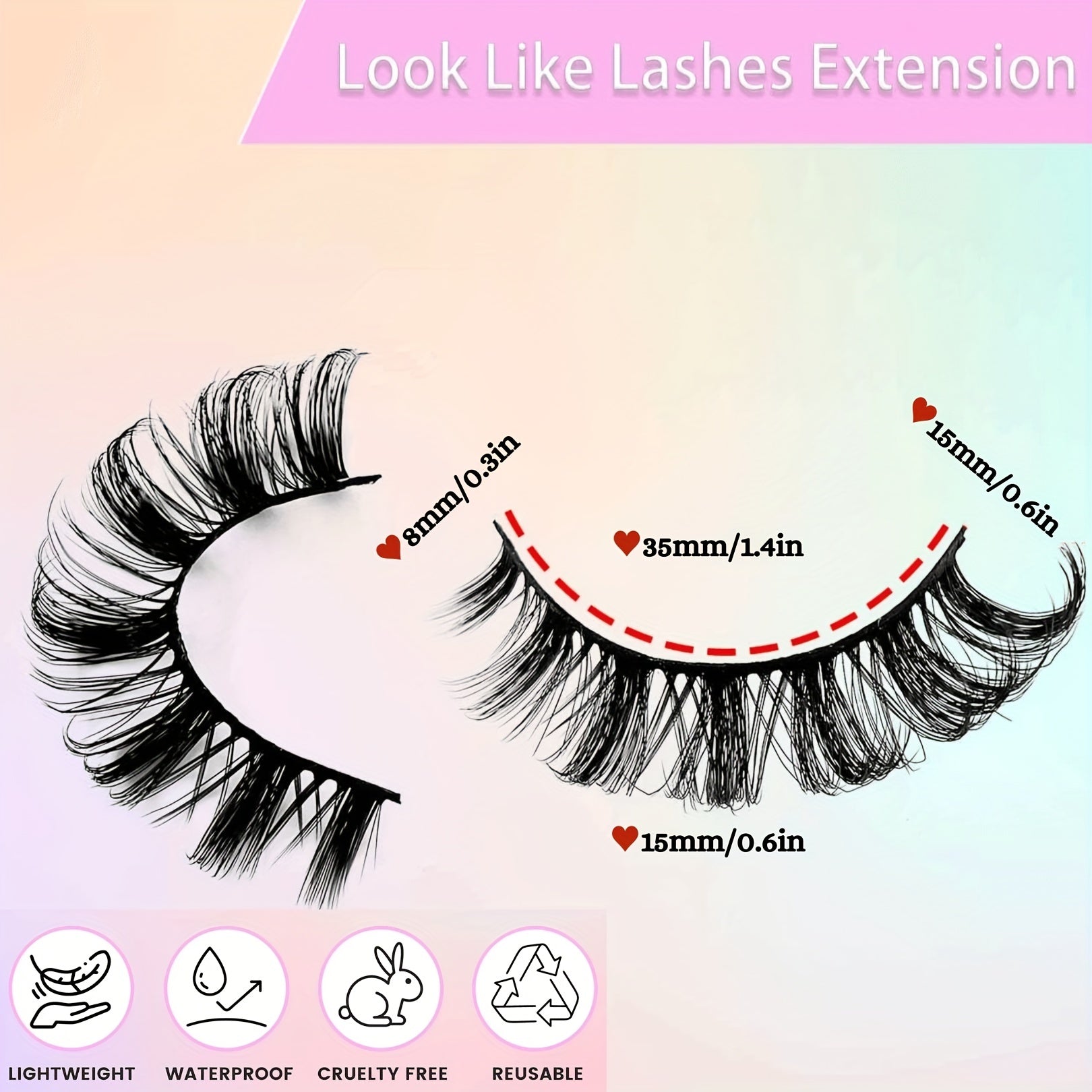 3 Pairs Cat Eye False Eyelashes, Curling and Long Lasting