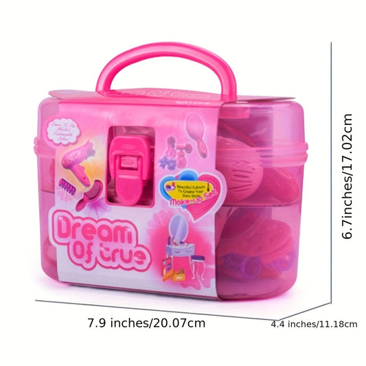 Kids Makeup & Wig Set with Hair Dryer & Mirror
