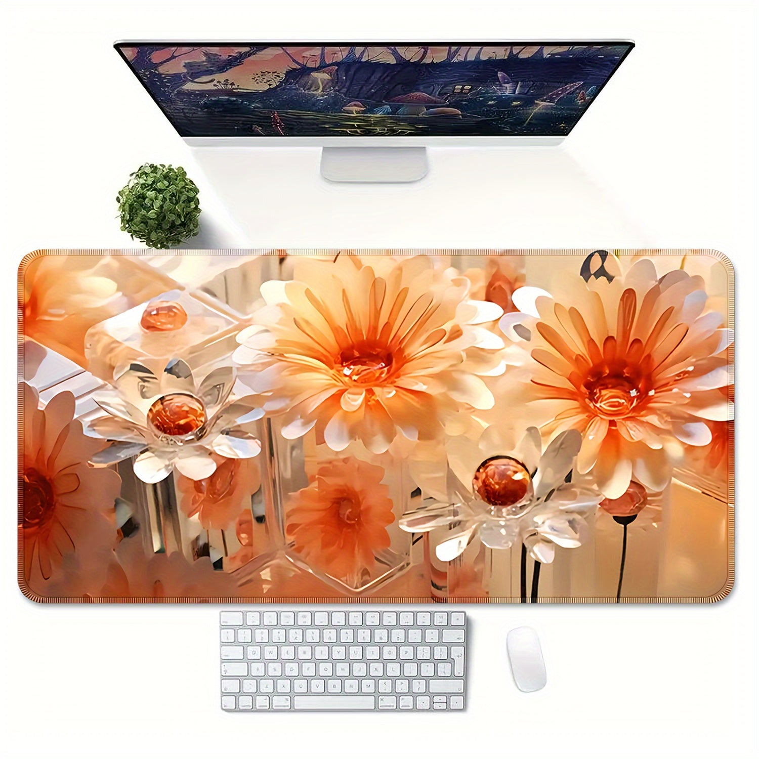 Flower Large Mousepad Natural Rubber Anti Slip Office Mouse Pad