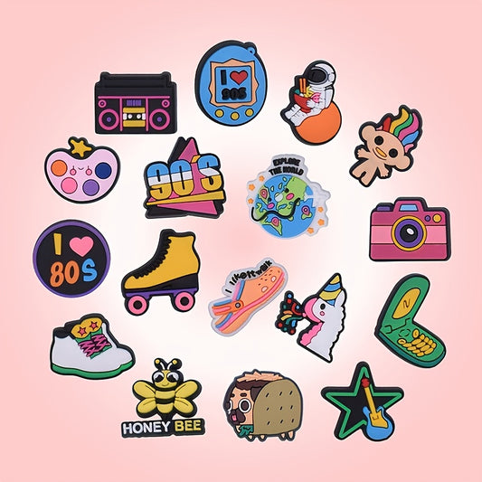 17Pcs Cartoon Shoe Charms for Clog Sandals - Party Favors & Birthday Decorations
