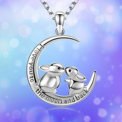 Bunny Necklace Double Rabbit Pendant Unique Gift for Women & Girls