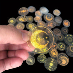 20pcs Waterproof Geometric Moon Sun Lace Stickers for Diary