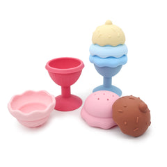 Silicone Ice Cream Bath Toy Stackable Educational Pretend Play Shower Game