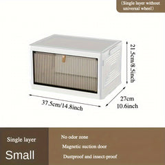 Large Collapsible 3 Tier Shoe Display Box with Wheels