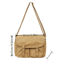 Men's Canvas Casual Messenger Bag Large Capacity Crossbody Bag