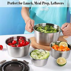 304 Round Stainless Steel Food Container Set with Lid