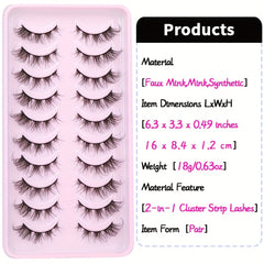 Natural Fox Eye Lashes Cluster Individual D Curling False Eyelashes Extensions