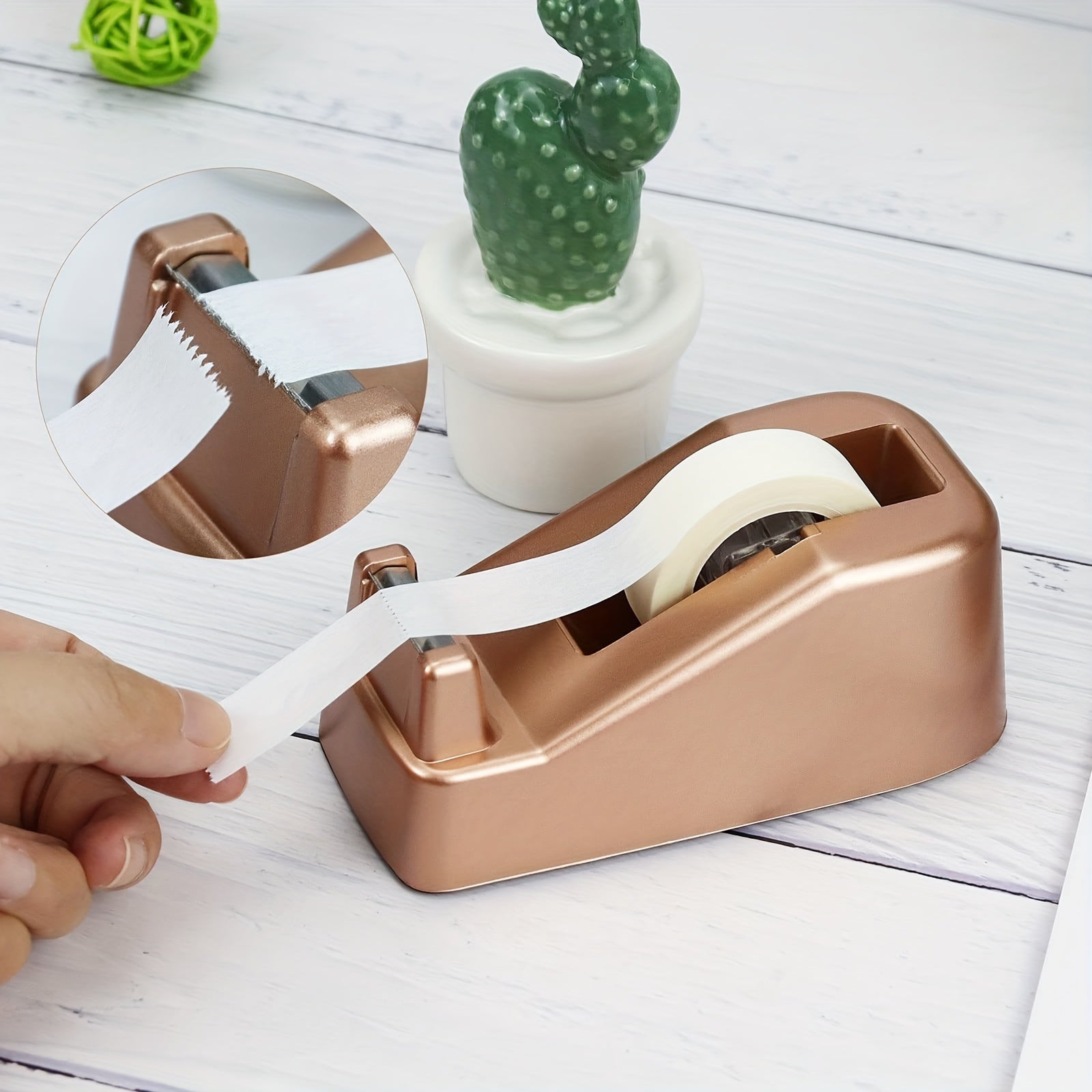 Retro Golden Desk Tape Dispenser with Non Skid Base