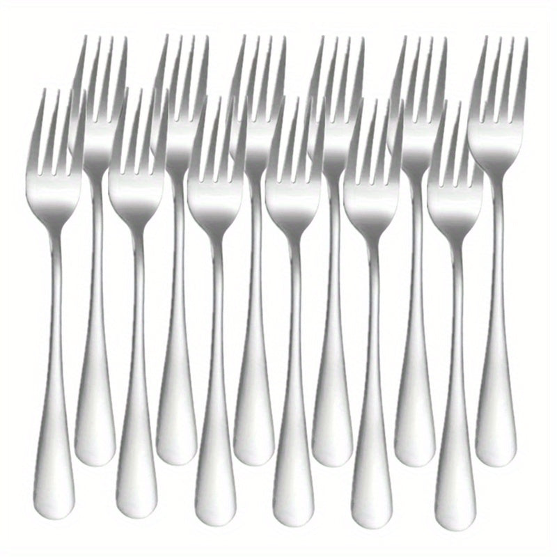 12pcs Stainless Steel Tableware Set Mirror Polished Spoon Silver