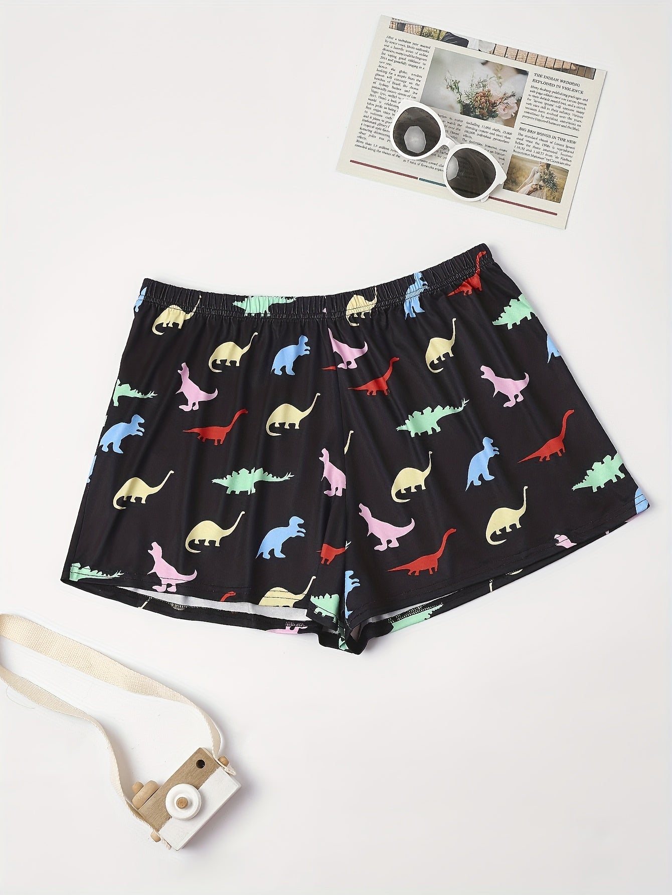 Women's Plus Dinosaur Print Pajama Shorts