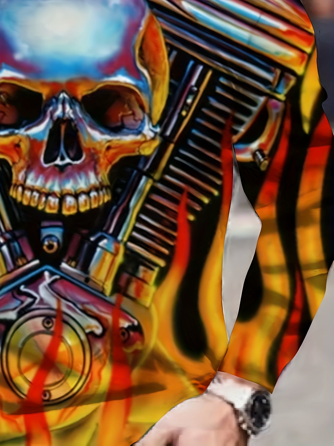 Skull 3D Print Men's Long Sleeve T-Shirt Autumn Stylish Tees