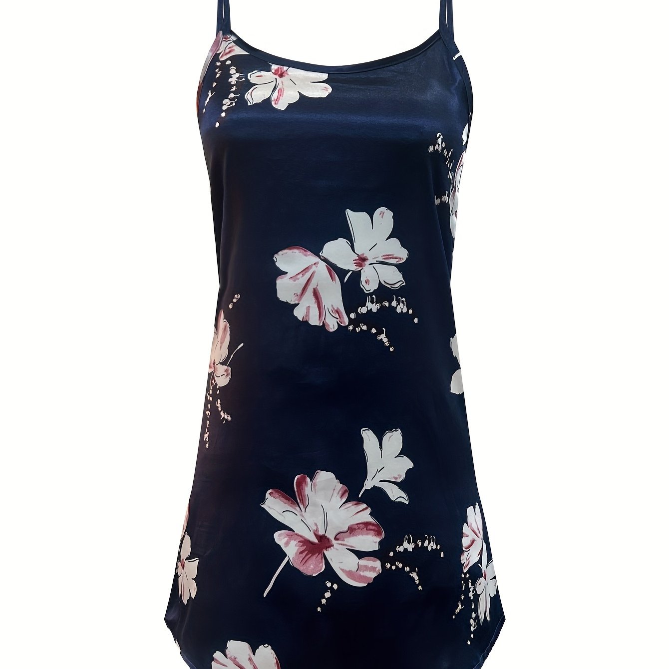 Floral Print Nightdress Crew Neck Sleep Dress Women's Sleepwear
