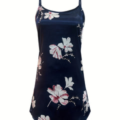 Floral Print Nightdress Crew Neck Sleep Dress Women's Sleepwear