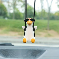 Swing Duck Car Ornament Sunglass Duck Pendant Rearview Mirror Interior Decor