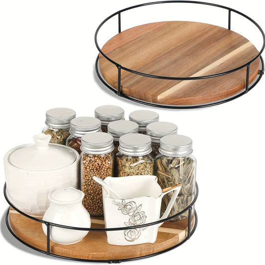 Turntable Organizer Spice Spinner Rotating Seasoning Rack Holder Storage Box