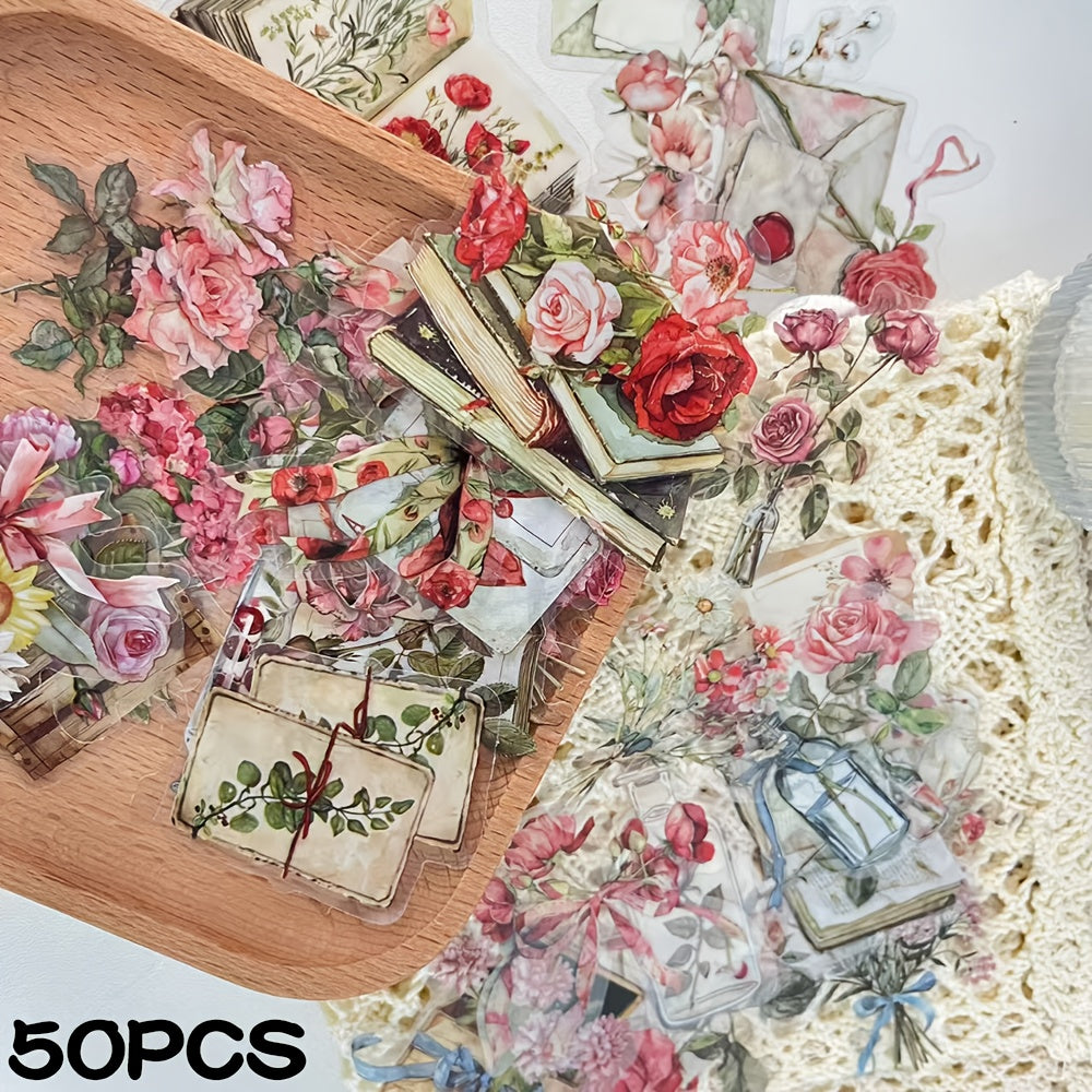 50-Pack Floral Plant Stickers for Scrapbooking