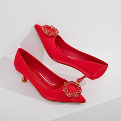 Red Rhinestone Pointed Toe High Heels Stilettos