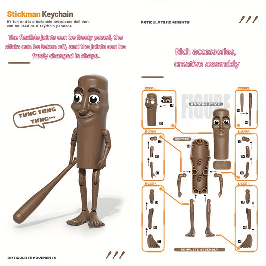 Wooden Stick Figure Assembly Kit Hanging Ornament Doll