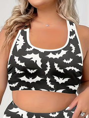  Bat Print Shockproof Racer Back Fitness Bra