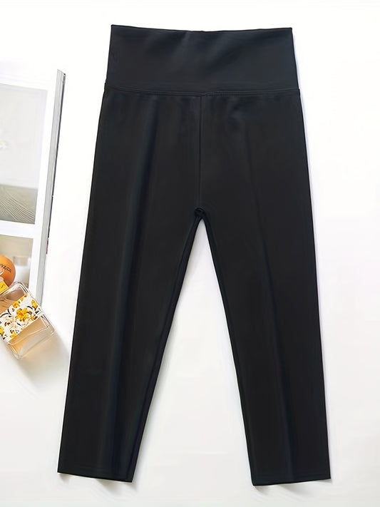 Girls Athletic Workout Leggings Elastic High Waist Tight Slim Yoga Cropped Pants