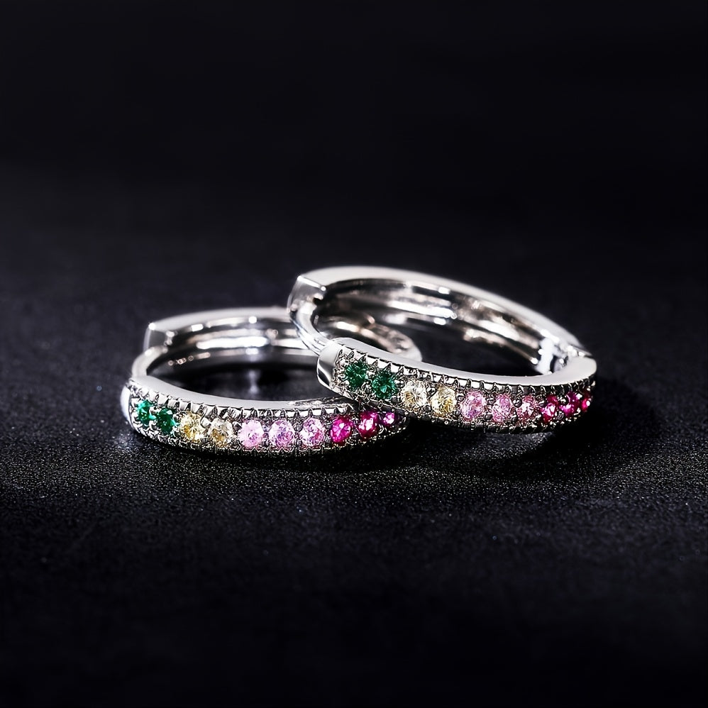 Colorful Zircon Ladies Round Earrings Women's Fine Jewelry