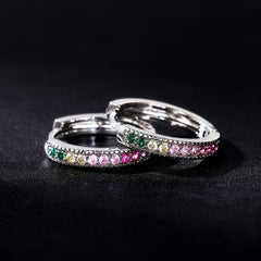 Colorful Zircon Ladies Round Earrings Women's Fine Jewelry