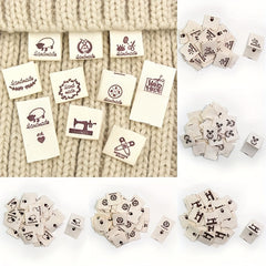 50pcs Clothing Collar Label Sheep Flower Wreath Scissors Pins Buttons