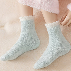 5 Pairs Fuzzy Mid Tube Socks Warm & Cozy Women's Stockings