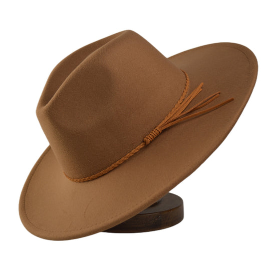 Western Mens Tweed Cowboy Hat Metal Buckle Autumn Winter Wool Retro Knight