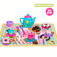 Afternoon Tea Toy Dessert Play Set Kitchenware with Spoons Cake Paper Mat