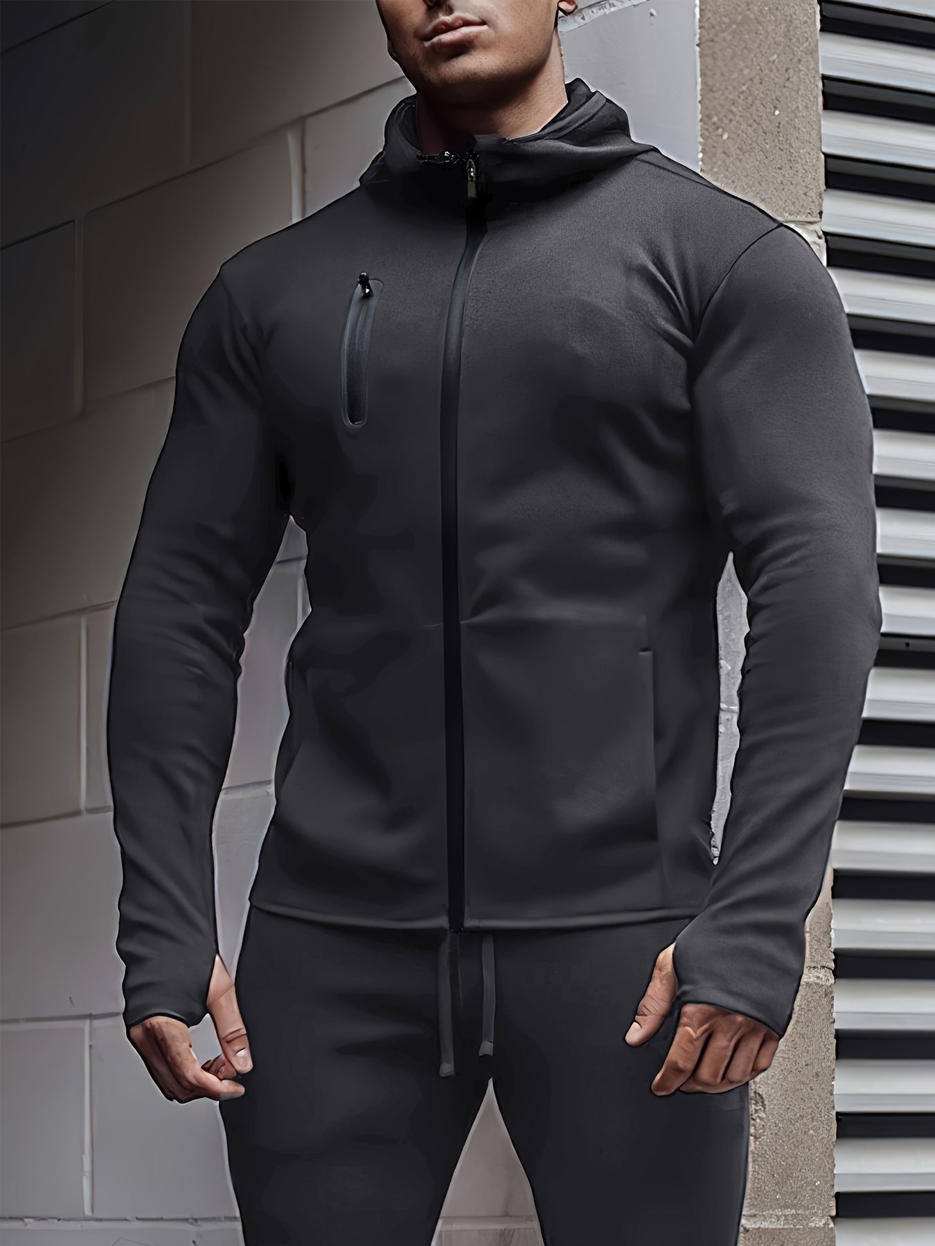 Men's Hooded Zipper Jacket for Outdoor Sports