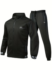 Men's Athletic Tracksuit Set, Full Zip Jacket and Jogging Pants Set