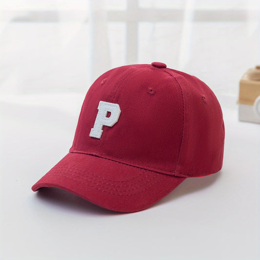 Boys P Letter Embroidered Baseball Cap Adjustable Comfortable Sun Hat