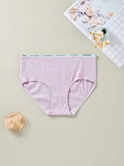 3 Pack Plus Size Panties Set Women's Plus Ribbed Knit High Waisted Briefs
