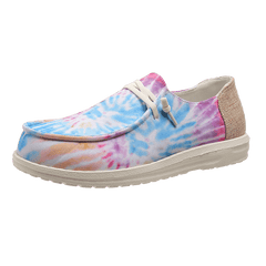 Tie Dye Canvas Shoes Low Top Sneakers Casual Walking Flats