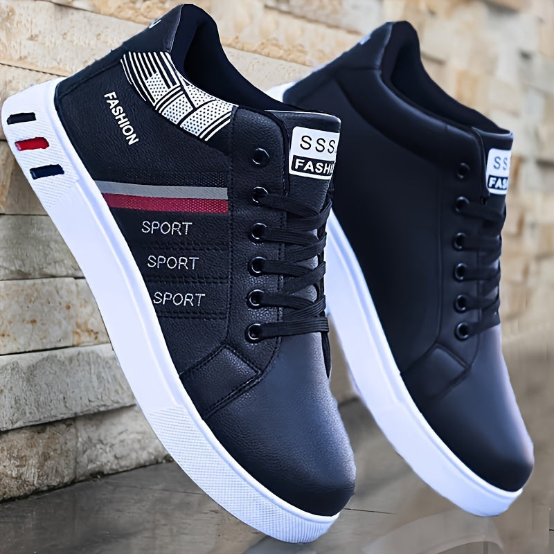 PLUS SIZE Men's Solid Skate Shoes Comfy Non Slip Casual Lace Up Sneakers