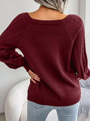 Women's Lantern Sleeve Textured Sweater