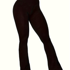  Solid Cross High Rise Flared Leg Trousers