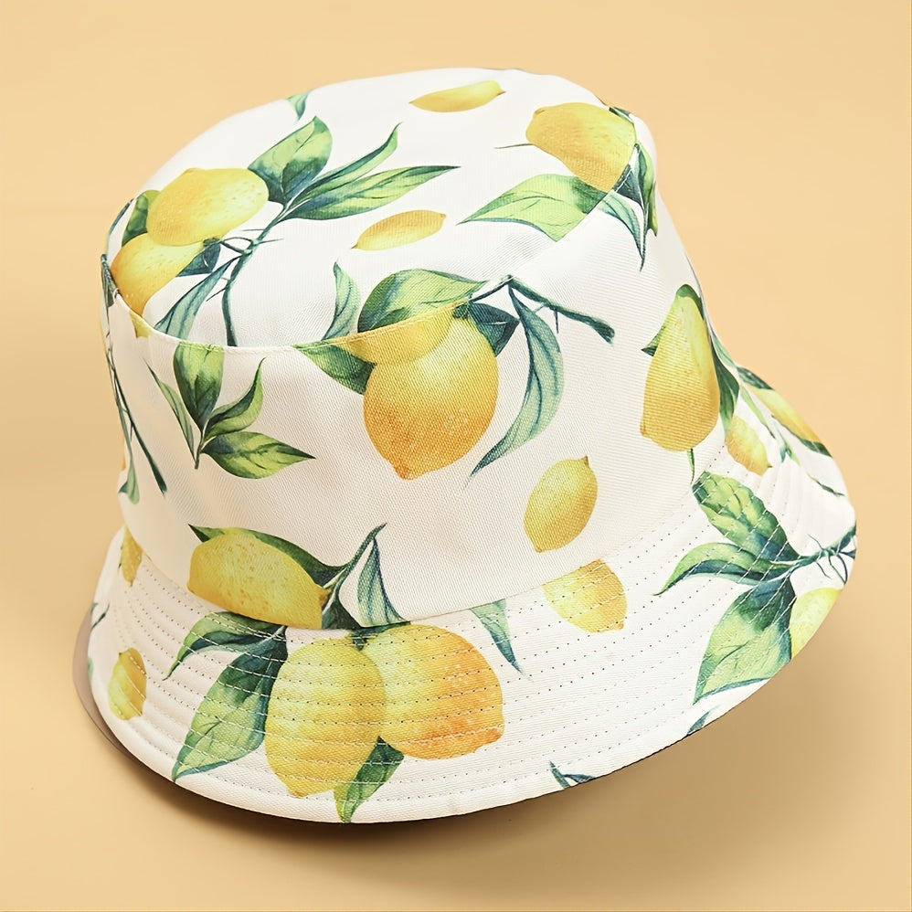 Classic Streetwear Orange Print Windproof Couple Bucket Hat