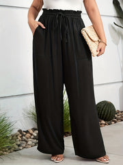  Solid Wide Leg Trousers With Pockets