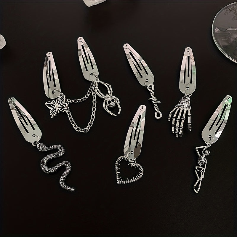 Y2K Punk Silvery Snap Clip Metal Hair Clip
