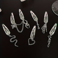 Y2K Punk Silvery Snap Clip Metal Hair Clip