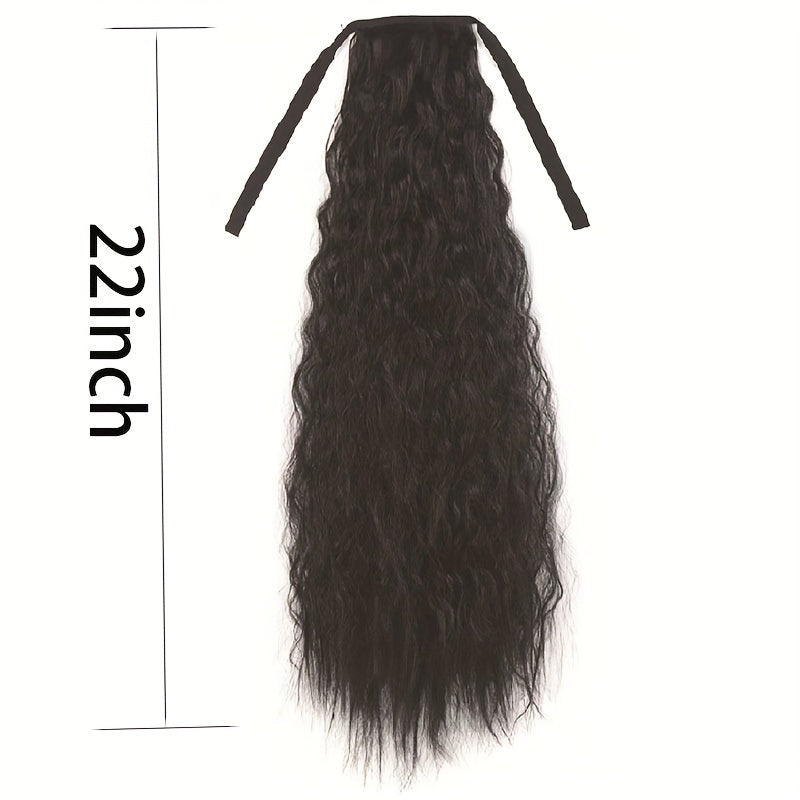 Long Curly Wavy Ponytail Extensions with Ribbon Tie for Daily Use