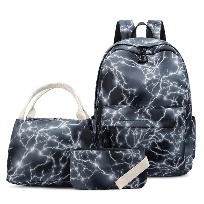 3pcs Nylon Backpack School Laptop Daypack Teenage Schoolbag Bookbag Set