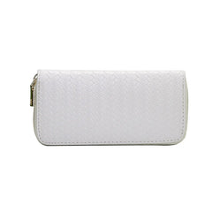 Women PU Weave Prints Large Capacity Waterproof Long Wallet
