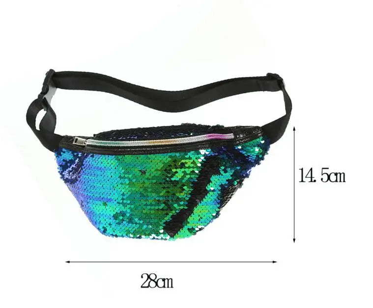 Women Sequin Mermaid Pouch Purse Running Waist Bag