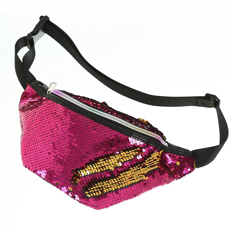 Women Sequin Mermaid Pouch Purse Running Waist Bag