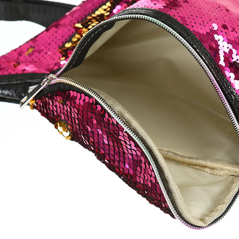 Women Sequin Mermaid Pouch Purse Running Waist Bag
