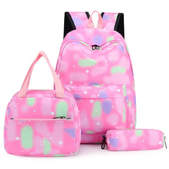 3pcs/set Casual Daypack Large Capacity Women Nylon Work Rucksack Gradient