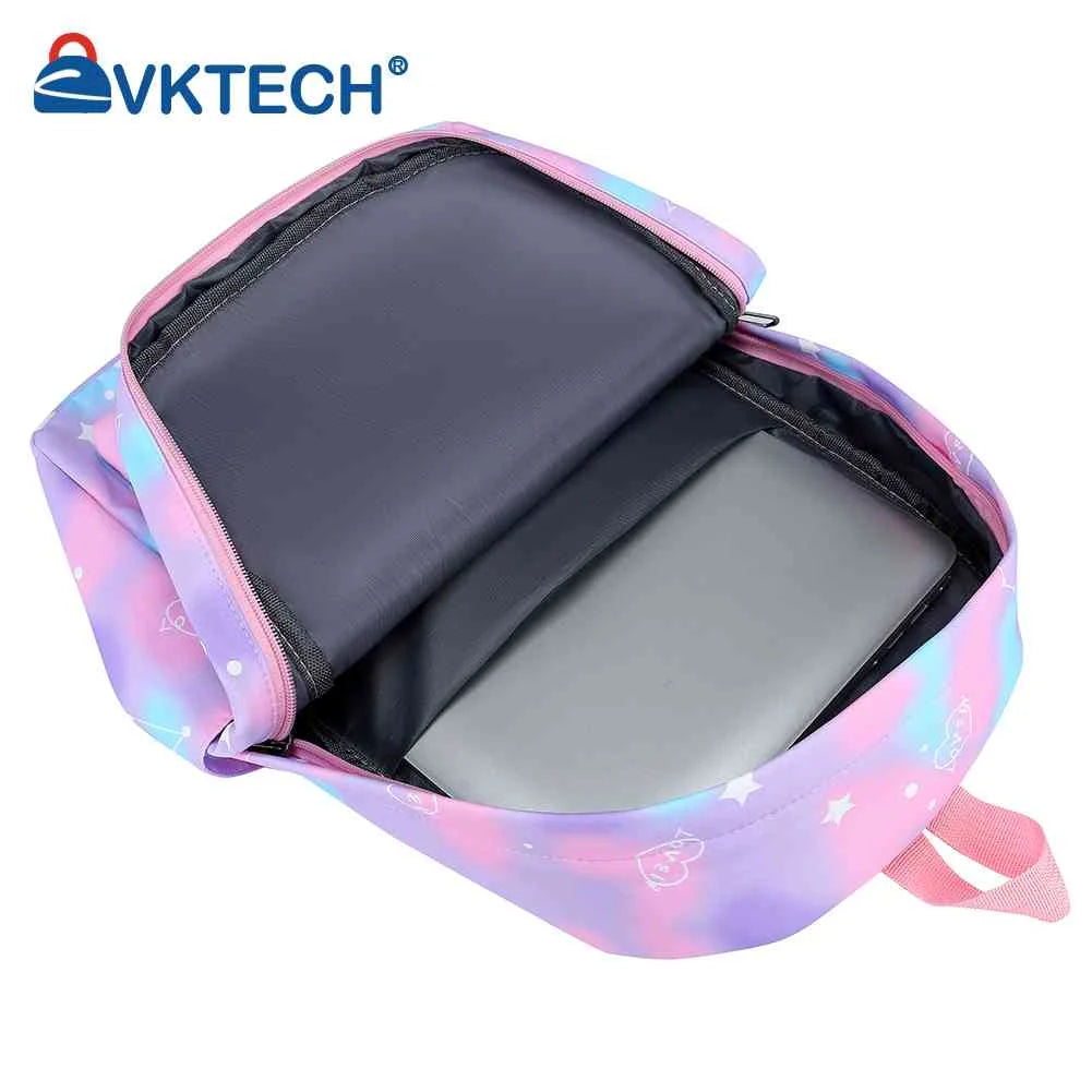 3pcs/set Nylon Casual Backpack for Women Large Capacity Gradient School Bag
